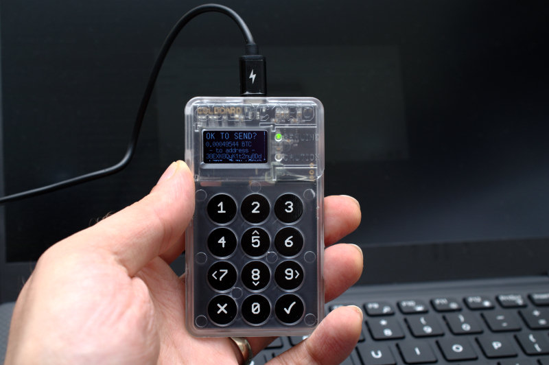 A Coldcard hardware wallet